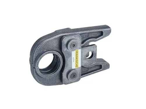 Pressbacke aus grauem Metall mit markanter Form und zwei Schrauben. Logo und Name "Fränkische" an einer Seite gut sichtbar.
